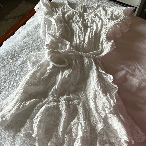 Princess Polly Dresses & Skirts - Princess Polly Eyelet High Neck White Sundrezz